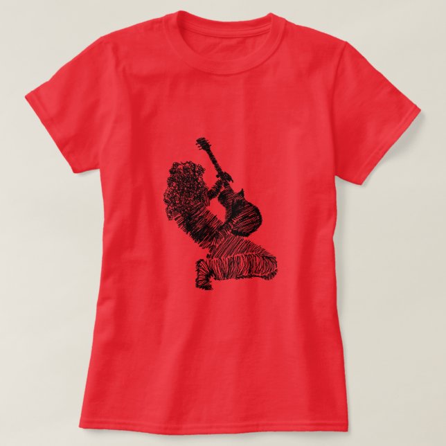 Camiseta Rock Guitar Player Art - (Diseño del anverso)