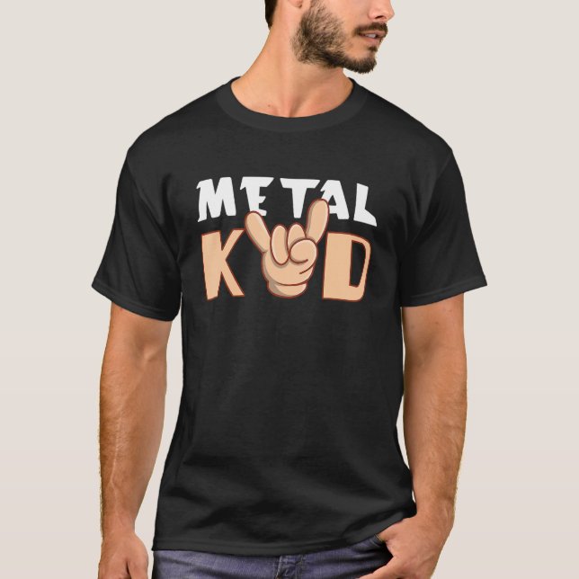 Camiseta Rock Hand Metalizado Rótulo Niños Metalizado Rock  (Anverso)