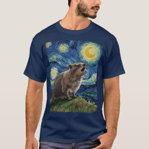 Camiseta Rock Hyrax Awawa Molset Moon Starry Night Van Gogh