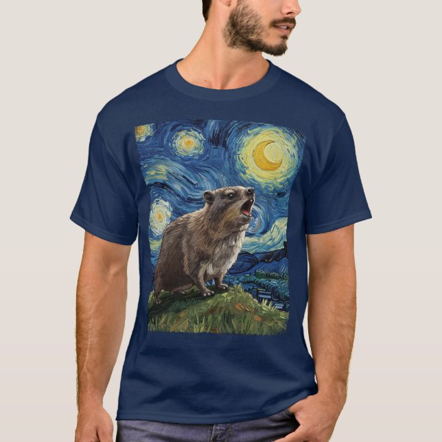 Camiseta Rock Hyrax Awawa Molset Moon Starry Night Van Gogh (Anverso)