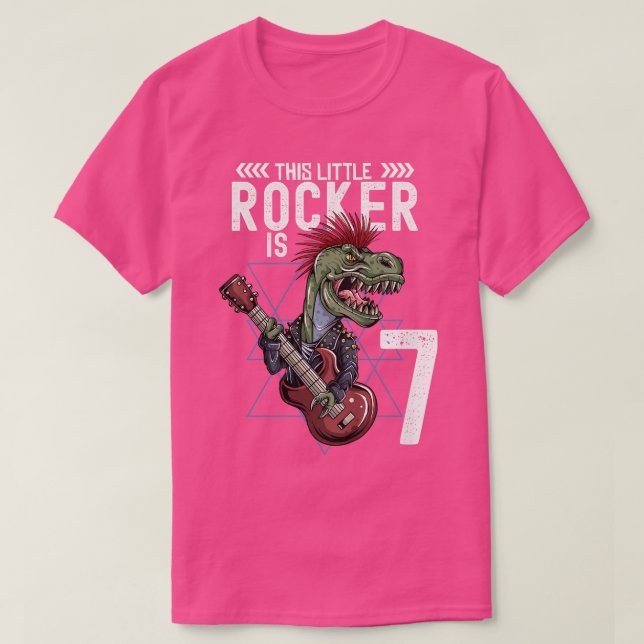 Camiseta Rock Infantil Y Música Roll T Rex Dinosaurio 7º Na (Diseño del anverso)