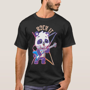 Camiseta Rock it Panda toca guitarrista de bajo de guitarra