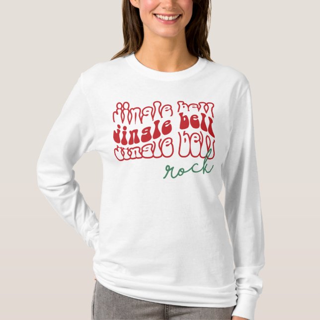 Camiseta Rock Jingle Bell, música retro graciosa de Navidad (Anverso)