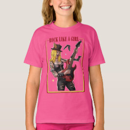 Camiseta Rock Like a Girl  – Cool Heavy Metal Girl 