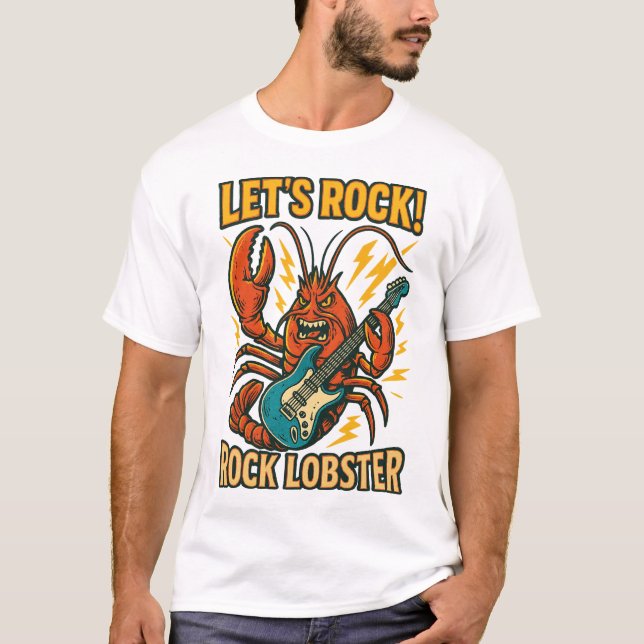Camiseta Rock Lobster Guitar Cartoon Design (Anverso)