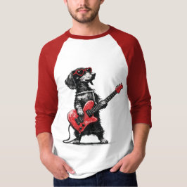 Camiseta Rock Love Dog – Arte de Guitarra con Corazón