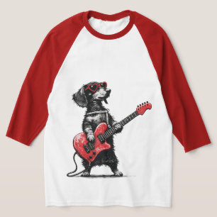 Camiseta Rock Love Dog – Arte de Guitarra con Corazón