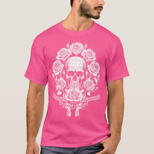 Camiseta Rock Music 1980'S Glam Skeleton Rosas de los 80