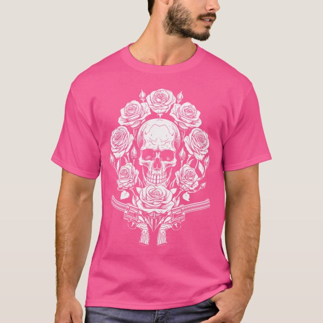 Camiseta Rock Music 1980'S Glam Skeleton Rosas de los 80 (Anverso)