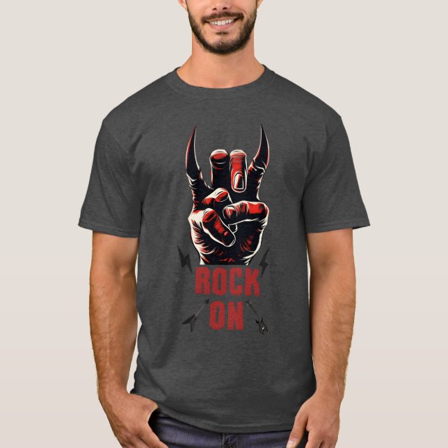 Camiseta Rock music hand devil horns rock musician friend (Anverso)