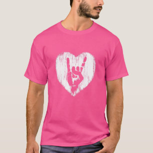 Camiseta Rock Music Heart Rock On Hand Horns