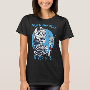 Camiseta Rock musical N Roll nunca muere rock esqueleto y r
