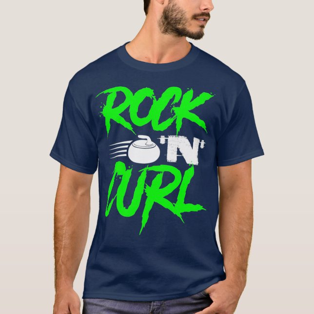 Camiseta Rock N Curl Gracioso Hielo Curling Rock Pun Curlin (Anverso)