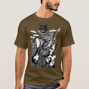 Camiseta ROCK N ROLL CATS Guitars Bass Drums Cat Rock Band