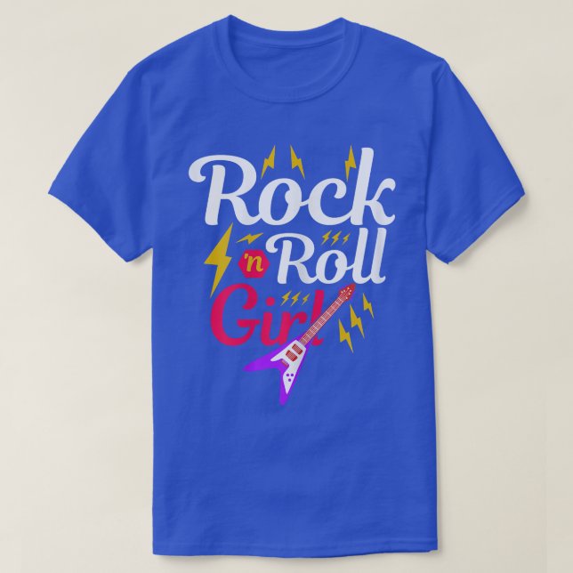 Camiseta Rock N Roll Chica Retro Guitarra Fiesta temática d (Diseño del anverso)