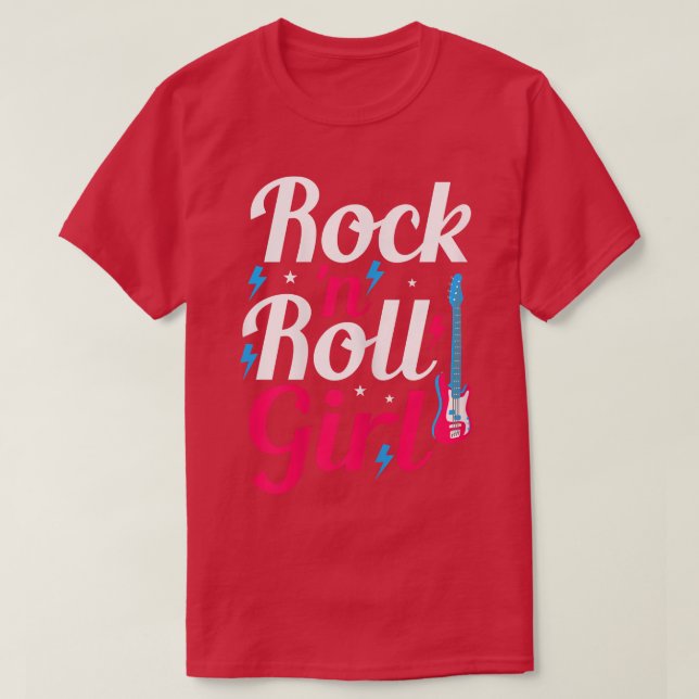 Camiseta Rock N Roll Chica Retro Guitarra Fiesta temática d (Diseño del anverso)