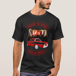 Camiseta Rock N Roll de la Escuela Vieja de Coche Vintage