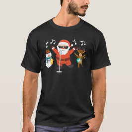 Camiseta Rock N Roll Feliz Navidad Caroling Cute Guay
