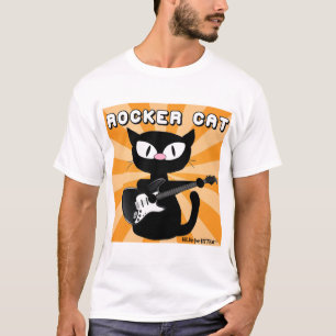Camiseta ROCK n ROLL Gato Dibujo Animado Rocker