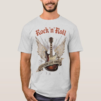 Camiseta Rock n roll guitar legends live forever