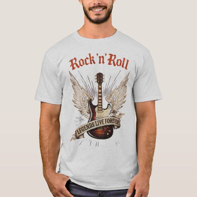 Camiseta Rock n roll guitar legends live forever T-Shirt (Anverso)