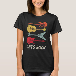 Camiseta Rock n Roll Guitarra Retro Regalo Hombres Mujeres 