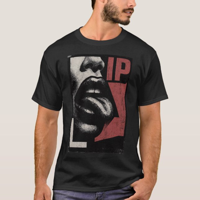 Camiseta Rock N Roll Lips & Tongue Art (Anverso)