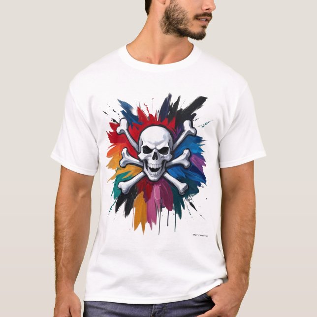 Camiseta Rock 'n' Roll Mural Skull (Anverso)
