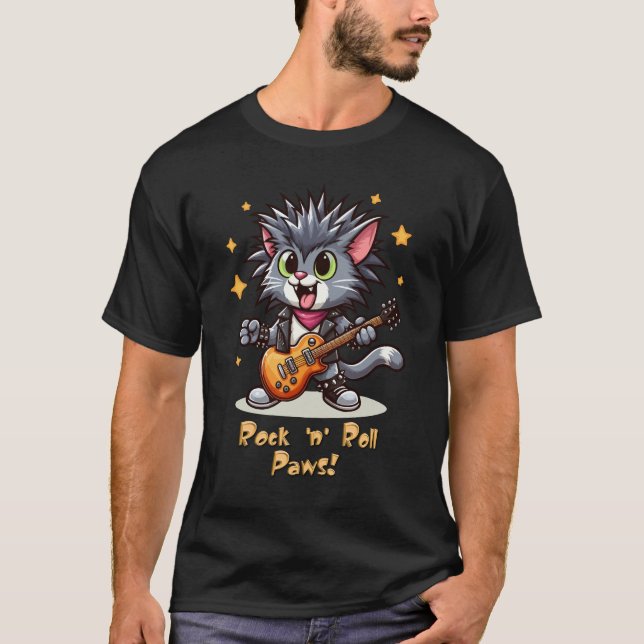 Camiseta Rock 'n' Roll Paws - Extravaganza del Guitarista d (Anverso)