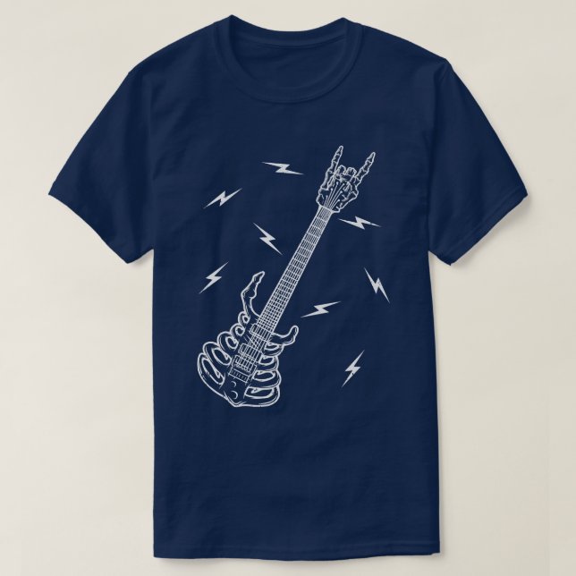 Camiseta Rock n Roll Skeleton Guitar Music Lover Halloween1 (Diseño del anverso)