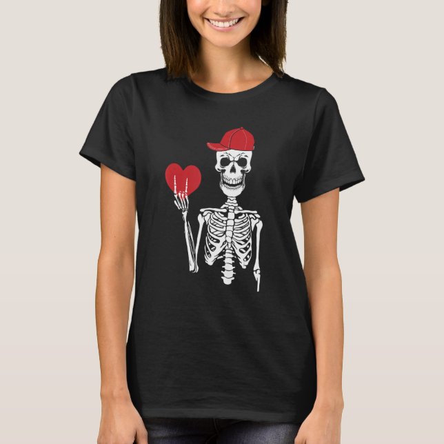 Camiseta Rock N Roll Skeleton Hands Heart Valentines Day Sk (Anverso)