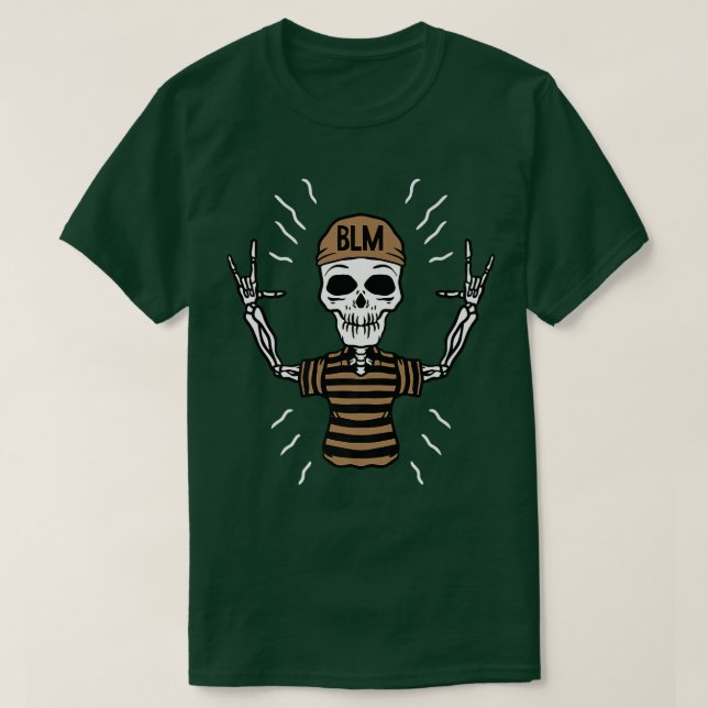 Camiseta Rock N Roll Skeleton mano Black History Mono BLM  (Diseño del anverso)