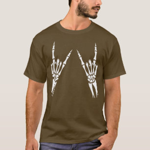 Camiseta Rock n Roll Skeleton mano Guay Halloween Rock 2778