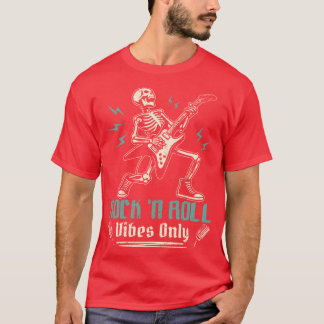 Camiseta Rock N Roll Vibes Only Music Guitar Rock Band frie