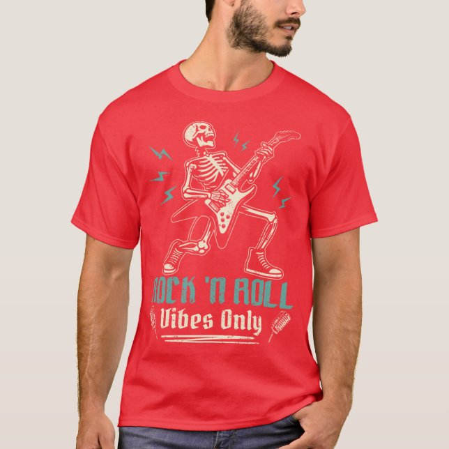 Camiseta Rock N Roll Vibes Only Music Guitar Rock Band frie (Anverso)