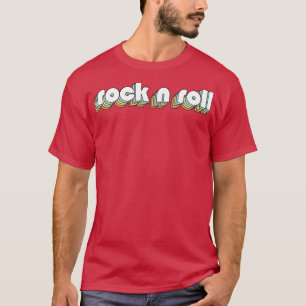 Camiseta Rock n Rollo Retro Estilo de tipografía arcoiris o