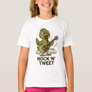 Camiseta "Rock 'n' Tweet" - El pájaro Rockstar