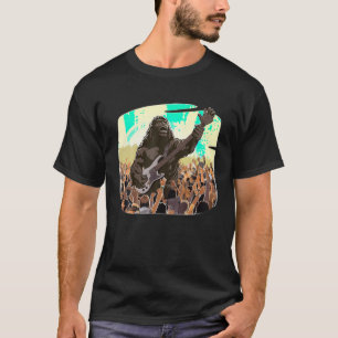 Camiseta Rock On Bigfoot Sasquatch Ama Rock And Roll Grap
