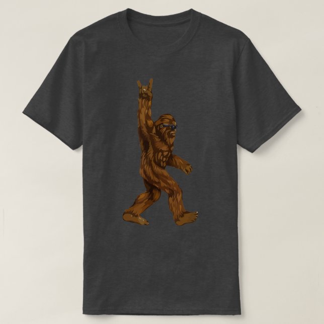 Camiseta Rock On Bigfoot Sasquatch Ama Rock And Roll Sung (Diseño del anverso)