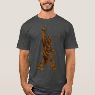 Camiseta Rock On Bigfoot Sasquatch Ama Rock And Roll Sung