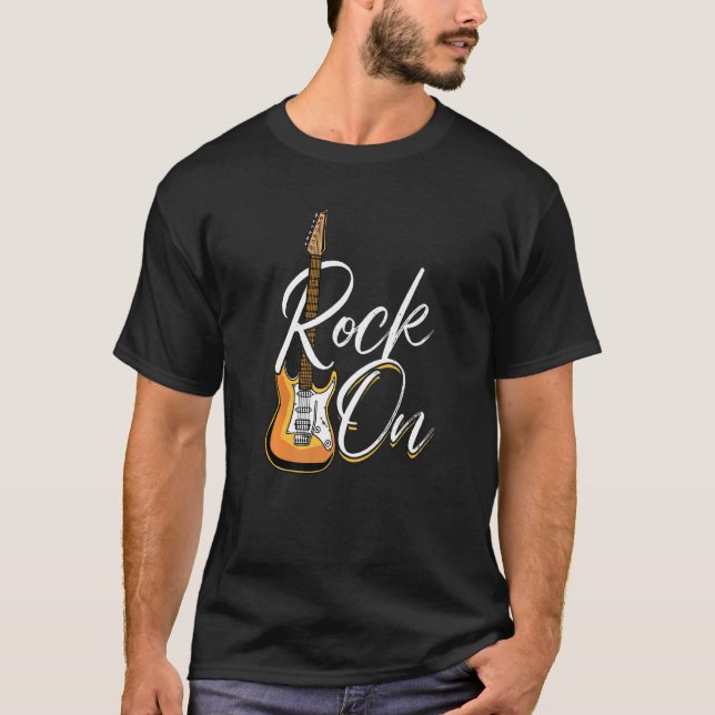 Camiseta Rock On Electronic Rock Guitar Premium (Anverso)