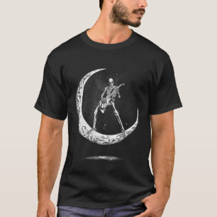Camiseta Rock On Esqueleto Luna Rock And Roll Divertido Hal