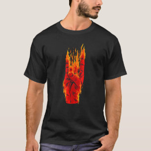 Camiseta Rock On Fire Mano de Zombie Muerte Halloween Horro
