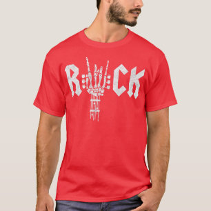 Camiseta Rock On Guitar Neck Concert Band Tees For Women & 
