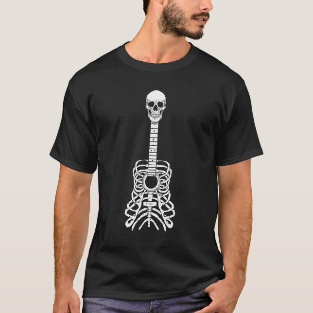 Camiseta Rock On Guitar Rock & Roll Skeleton Classic 1 (Anverso)