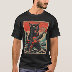 Camiseta Rock On Guitarrista Vintage Gato Estilo de Banda F