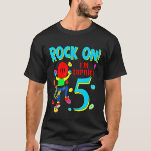 Camiseta Rock On Im Turning 5 Wall Climbing Boy 5 Birthda