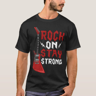 Camiseta Rock On Mantén Fuerte Música Guitarra Banda de Roc