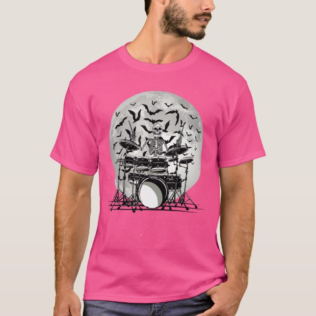 Camiseta Rock On Rock Concert Skeleton Drummer Punk Music M (Anverso)