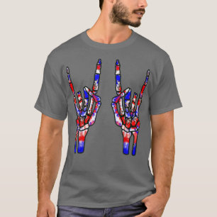 Camiseta Rock On Rock Star Skeleton Hands Tie Dye 4 De Ju